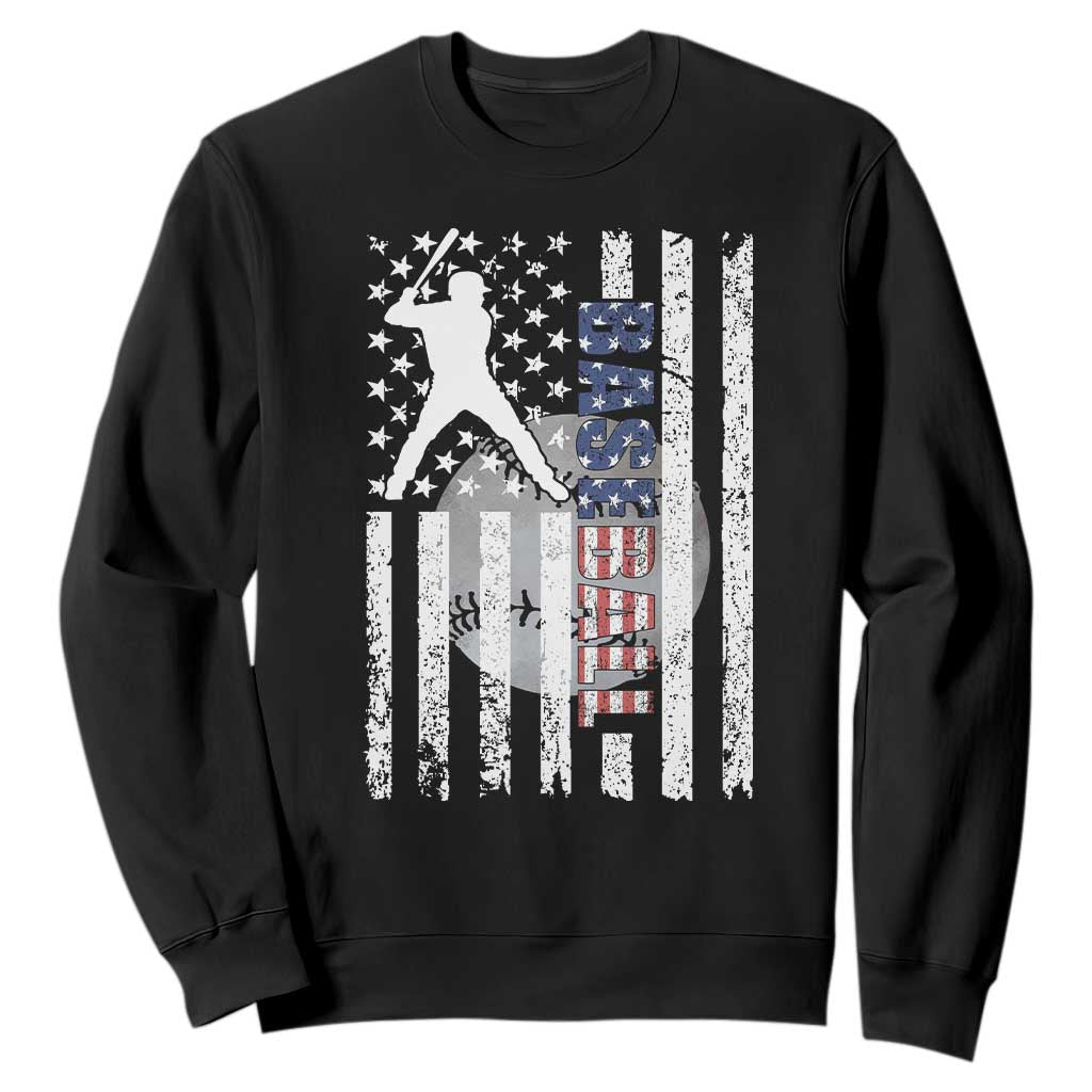 Patriotic Baseball Lover Sweatshirt USA American Flag Gift TS12 Black Print Your Wear