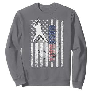 Patriotic Baseball Lover Sweatshirt USA American Flag Gift TS12 Charcoal Print Your Wear