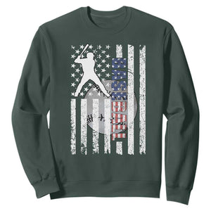 Patriotic Baseball Lover Sweatshirt USA American Flag Gift TS12 Dark Forest Green Print Your Wear