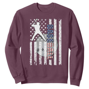 Patriotic Baseball Lover Sweatshirt USA American Flag Gift TS12 Maroon Print Your Wear