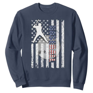 Patriotic Baseball Lover Sweatshirt USA American Flag Gift TS12 Navy Print Your Wear