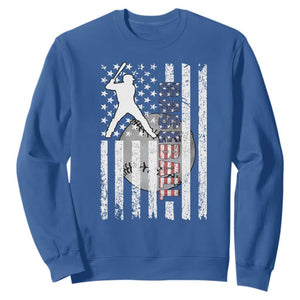 Patriotic Baseball Lover Sweatshirt USA American Flag Gift TS12 Royal Blue Print Your Wear
