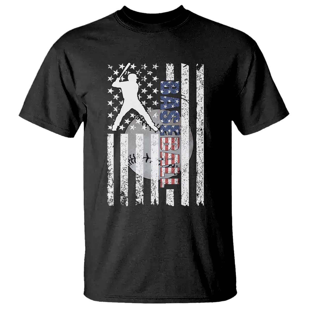 Patriotic Baseball Lover T Shirt USA American Flag Gift TS12 Black Print Your Wear