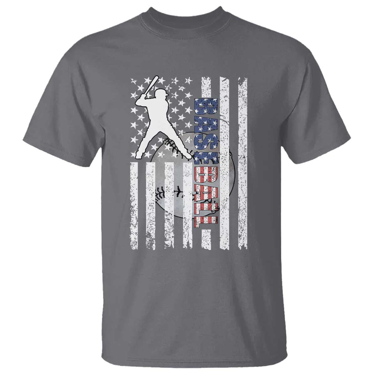 Patriotic Baseball Lover T Shirt USA American Flag Gift TS12 Charcoal Print Your Wear