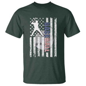 Patriotic Baseball Lover T Shirt USA American Flag Gift TS12 Dark Forest Green Print Your Wear