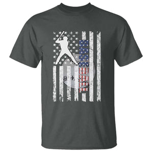 Patriotic Baseball Lover T Shirt USA American Flag Gift TS12 Dark Heather Print Your Wear
