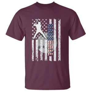 Patriotic Baseball Lover T Shirt USA American Flag Gift TS12 Maroon Print Your Wear