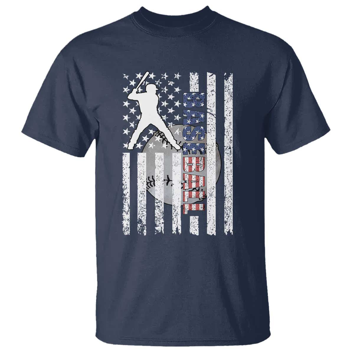 Patriotic Baseball Lover T Shirt USA American Flag Gift TS12 Navy Print Your Wear