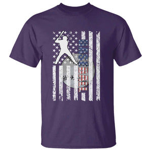 Patriotic Baseball Lover T Shirt USA American Flag Gift TS12 Purple Print Your Wear