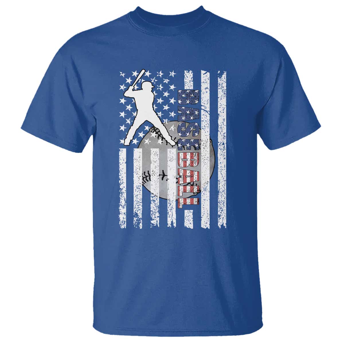 Patriotic Baseball Lover T Shirt USA American Flag Gift TS12 Royal Blue Print Your Wear