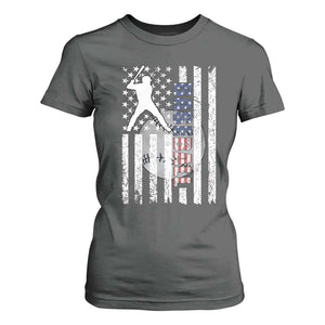 Patriotic Baseball Lover T Shirt For Women USA American Flag Gift TS12 Dark Heather Print Your Wear