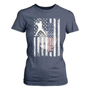 Patriotic Baseball Lover T Shirt For Women USA American Flag Gift TS12 Navy Print Your Wear