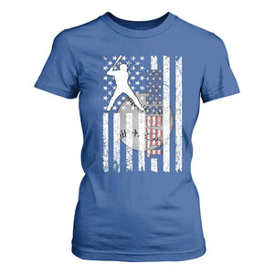Patriotic Baseball Lover T Shirt For Women USA American Flag Gift TS12 Royal Blue Print Your Wear