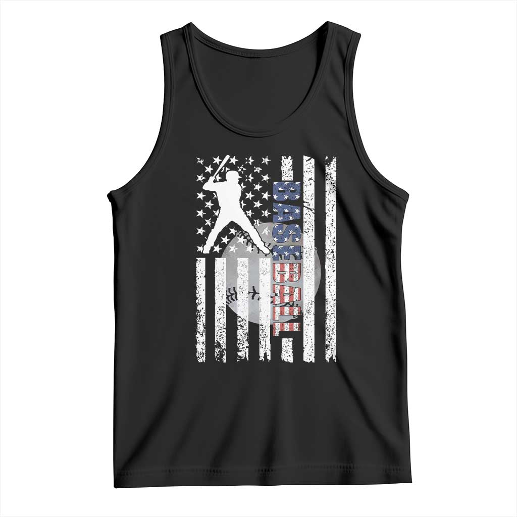 Patriotic Baseball Lover Tank Top USA American Flag Gift TS12 Black Print Your Wear