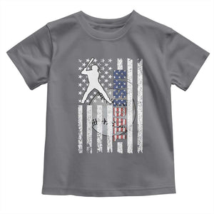 Patriotic Baseball Lover Toddler T Shirt USA American Flag Gift TS12 Charcoal Print Your Wear