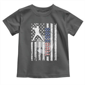 Patriotic Baseball Lover Toddler T Shirt USA American Flag Gift TS12 Dark Heather Print Your Wear