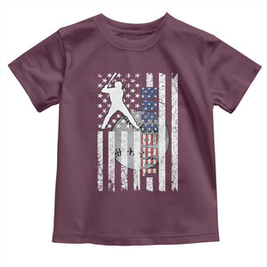 Patriotic Baseball Lover Toddler T Shirt USA American Flag Gift TS12 Maroon Print Your Wear