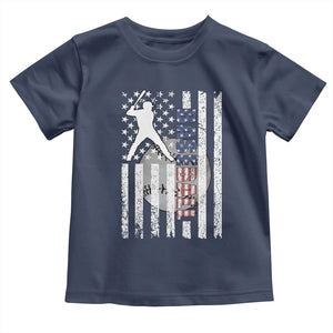 Patriotic Baseball Lover Toddler T Shirt USA American Flag Gift TS12 Navy Print Your Wear