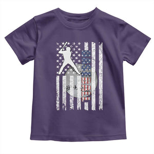 Patriotic Baseball Lover Toddler T Shirt USA American Flag Gift TS12 Purple Print Your Wear
