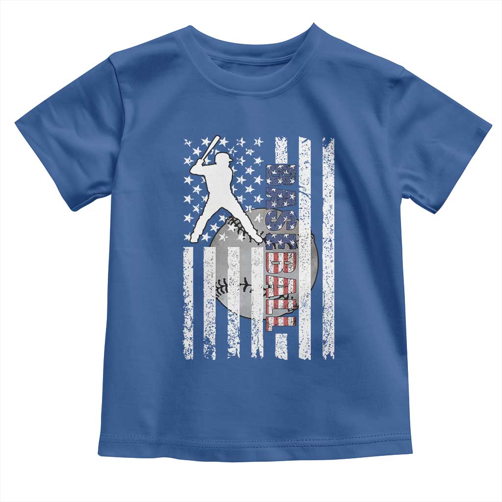 Patriotic Baseball Lover Toddler T Shirt USA American Flag Gift TS12 Royal Blue Print Your Wear