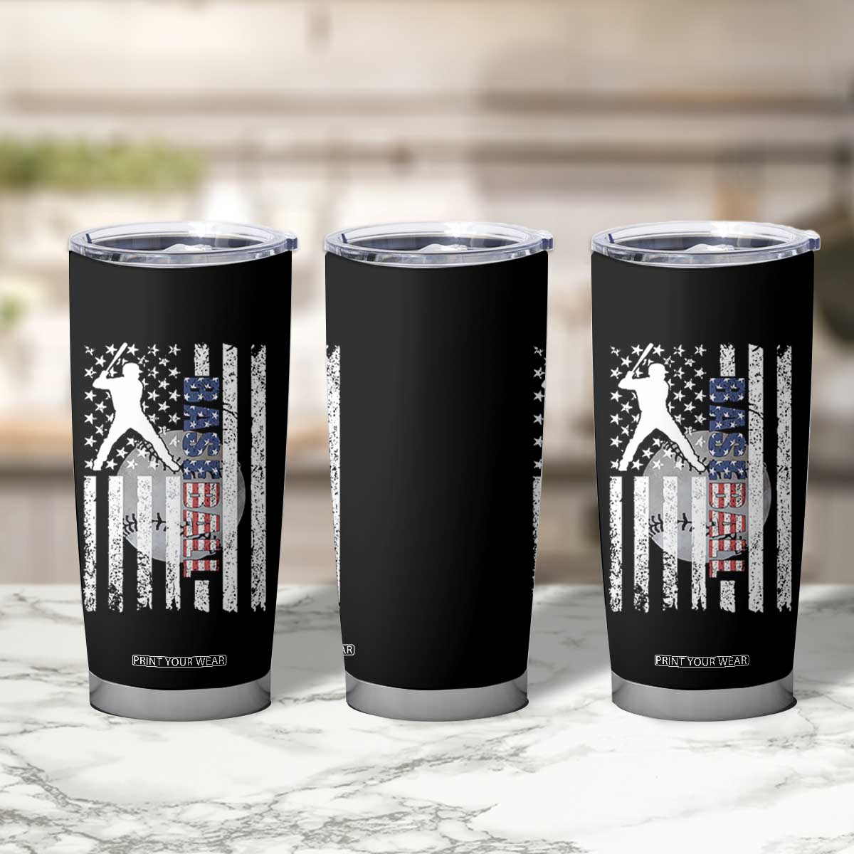 Patriotic Baseball Lover Tumbler Cup USA American Flag Gift TS12 Print Your Wear