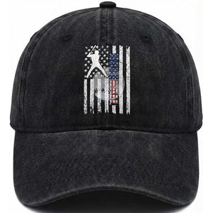 Patriotic Baseball Lover Washed Cotton Baseball Cap USA American Flag Gift TS12 Washed Cap Universal Fit Black Print Your Wear