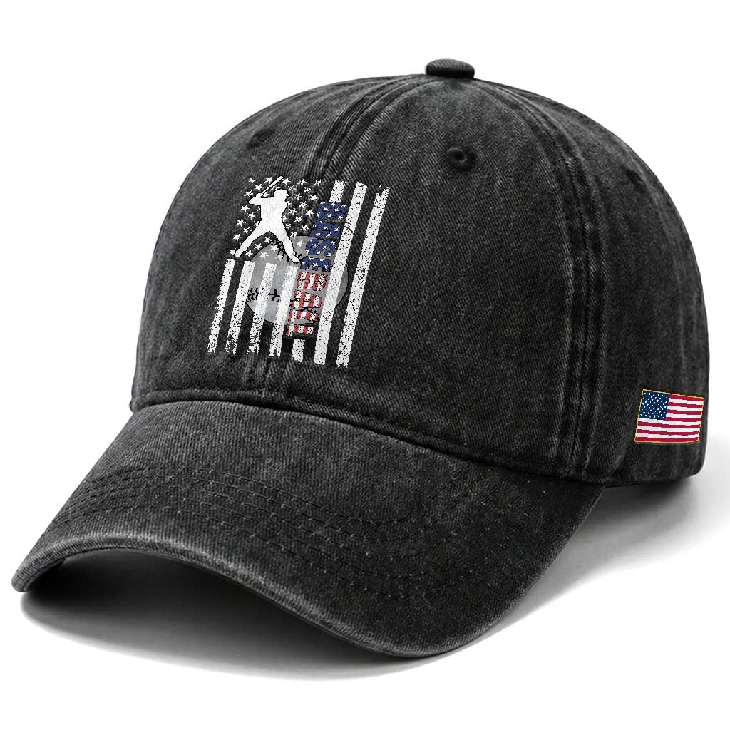 Patriotic Baseball Lover Washed Cotton Baseball Cap USA American Flag Gift TS12 Print Your Wear