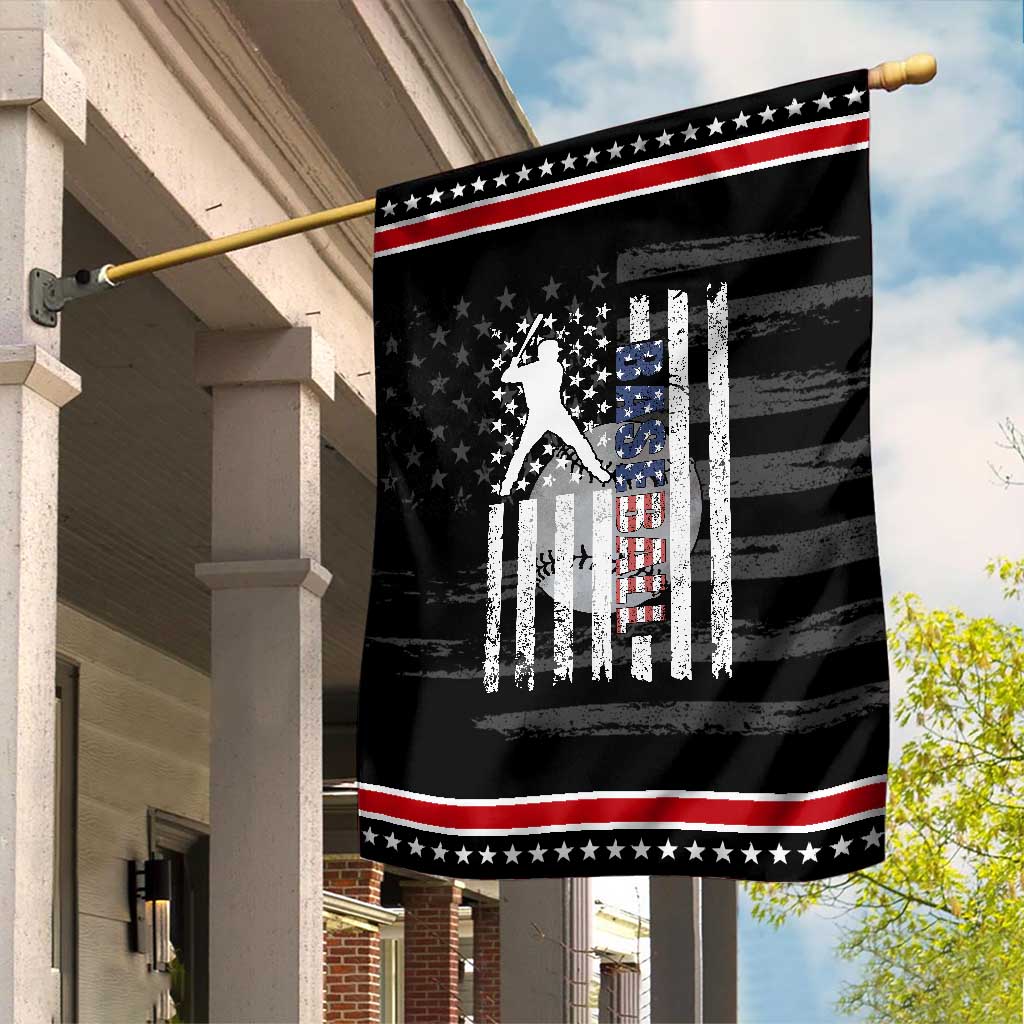 Patriotic Baseball Lover Garden Flag USA American Flag Gift TS12 Distressed Black Red Print Your Wear