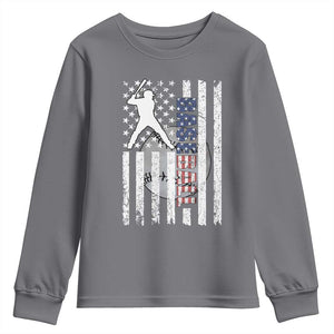 Patriotic Baseball Lover Youth Sweatshirt USA American Flag Gift TS12 Charcoal Print Your Wear