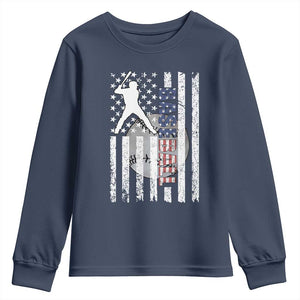Patriotic Baseball Lover Youth Sweatshirt USA American Flag Gift TS12 Navy Print Your Wear