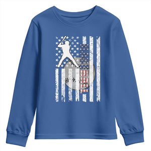 Patriotic Baseball Lover Youth Sweatshirt USA American Flag Gift TS12 Royal Blue Print Your Wear