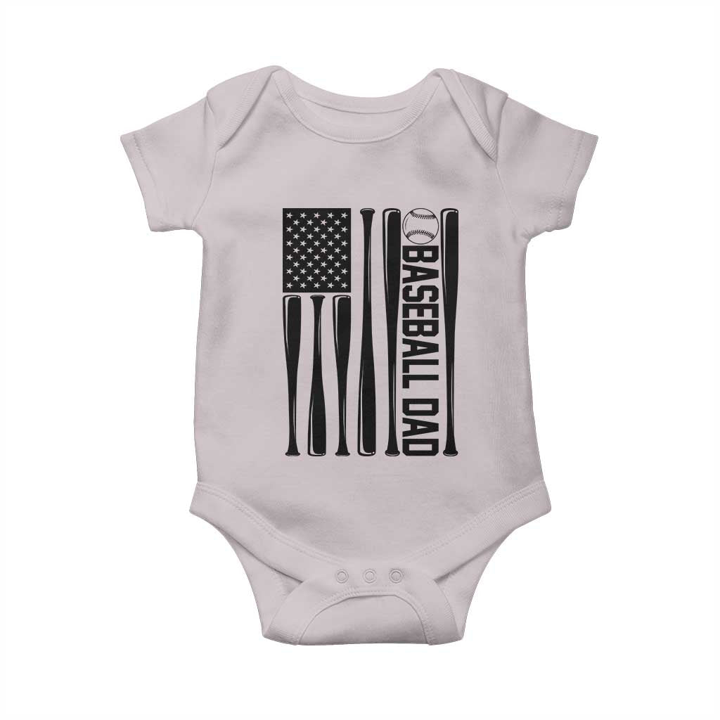 Baseball Dad Patriotic Baby Onesie USA American Flag Gift TS12 Ice Gray Print Your Wear