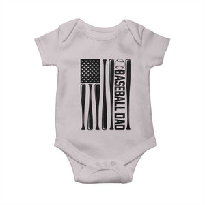 Baseball Dad Patriotic Baby Onesie USA American Flag Gift TS12 Ice Gray Print Your Wear