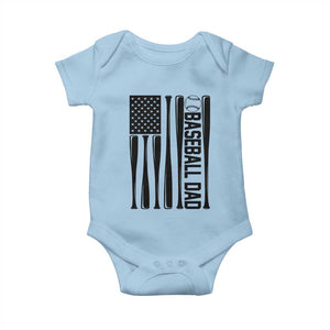 Baseball Dad Patriotic Baby Onesie USA American Flag Gift TS12 Light Blue Print Your Wear