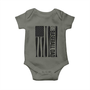 Baseball Dad Patriotic Baby Onesie USA American Flag Gift TS12 Military Green Print Your Wear