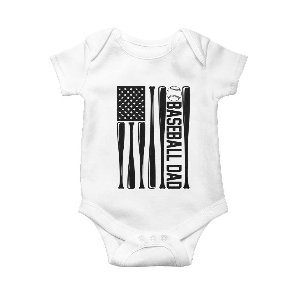 Baseball Dad Patriotic Baby Onesie USA American Flag Gift TS12 White Print Your Wear