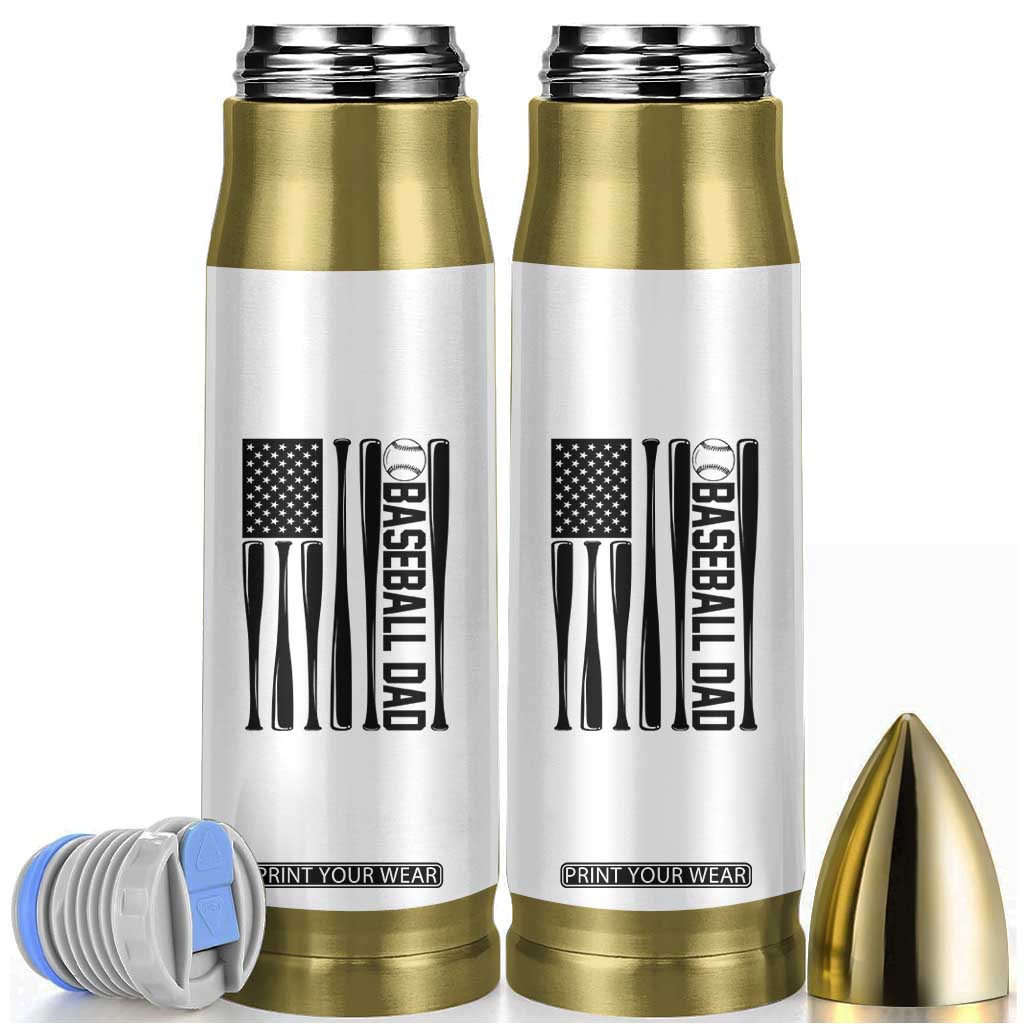 Baseball Dad Patriotic Bullet Tumbler USA American Flag Gift TS12 White Print Your Wear