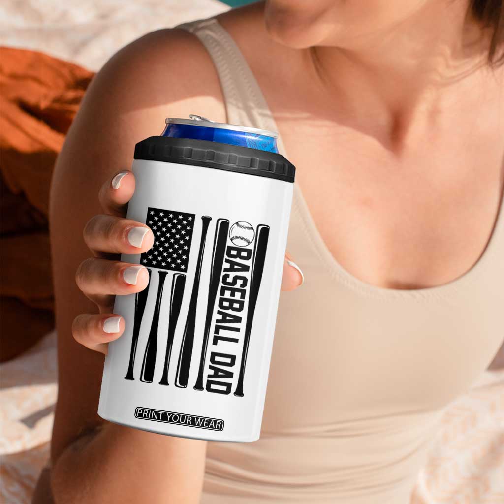 Baseball Dad Patriotic 4 in 1 Can Cooler Tumbler USA American Flag Gift TS12 Print Your Wear