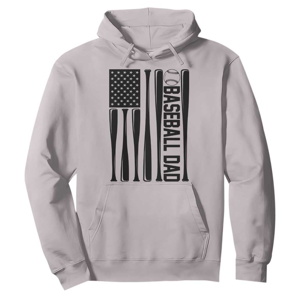 Baseball Dad Patriotic Hoodie USA American Flag Gift TS12 Ice Gray Print Your Wear