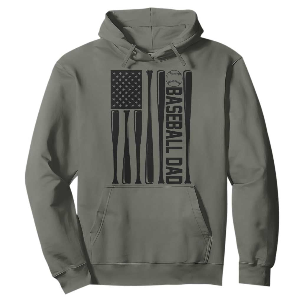 Baseball Dad Patriotic Hoodie USA American Flag Gift TS12 Military Green Print Your Wear