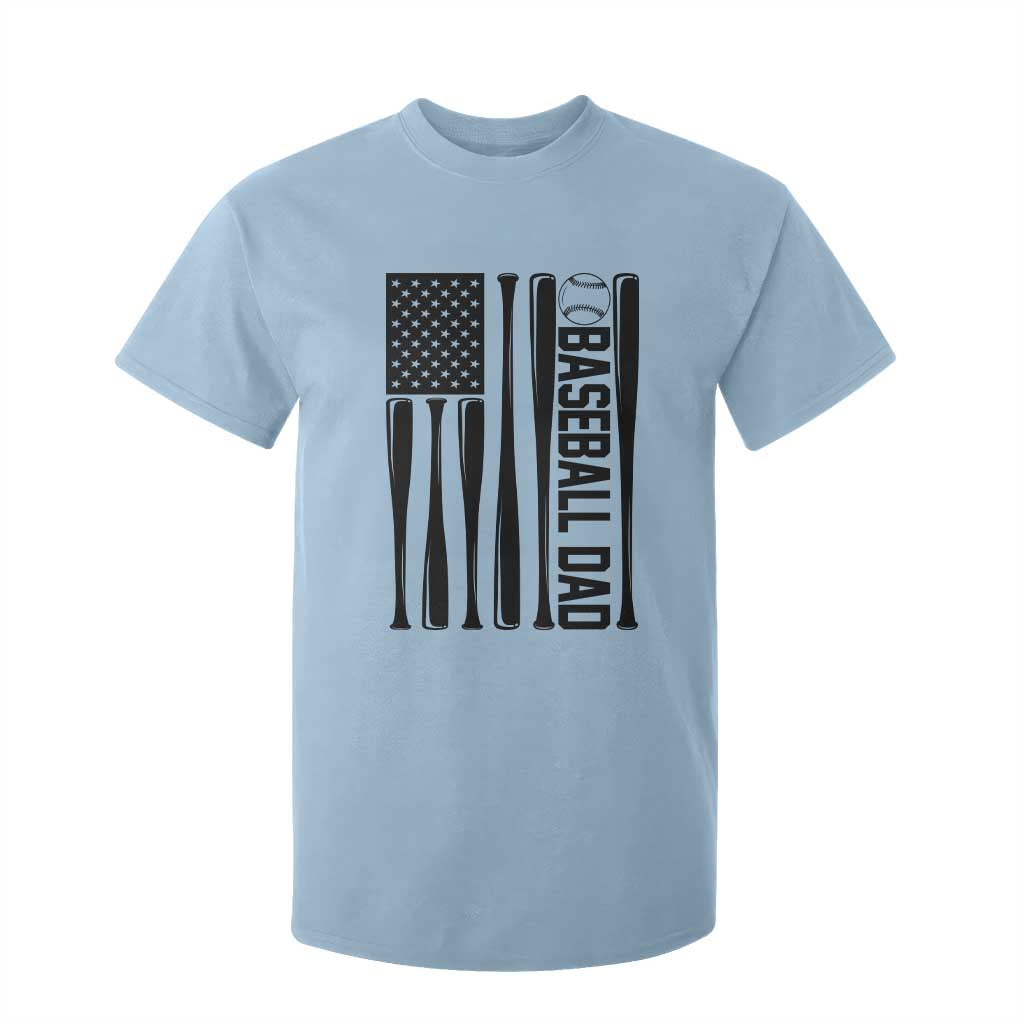 Baseball Dad Patriotic T Shirt For Kid USA American Flag Gift TS12 Light Blue Print Your Wear