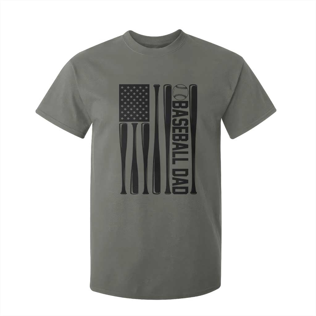 Baseball Dad Patriotic T Shirt For Kid USA American Flag Gift TS12 Military Green Print Your Wear