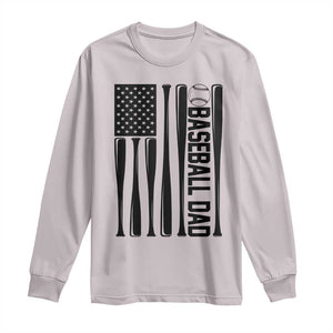 Baseball Dad Patriotic Long Sleeve Shirt USA American Flag Gift TS12 Ice Gray Print Your Wear