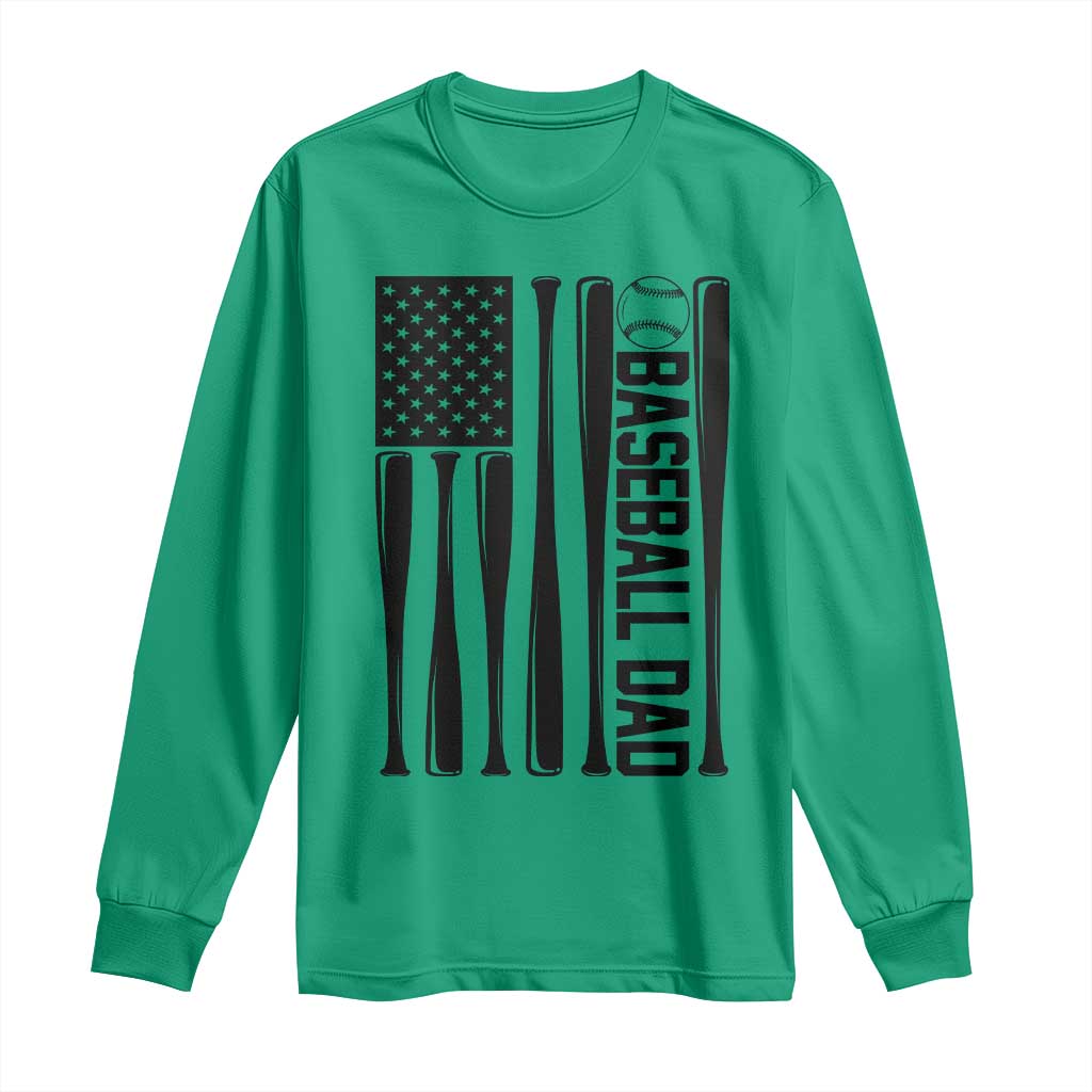 Baseball Dad Patriotic Long Sleeve Shirt USA American Flag Gift TS12 Irish Green Print Your Wear