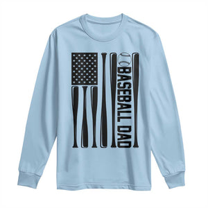 Baseball Dad Patriotic Long Sleeve Shirt USA American Flag Gift TS12 Light Blue Print Your Wear