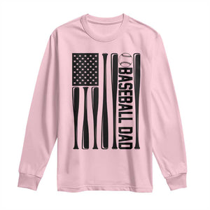 Baseball Dad Patriotic Long Sleeve Shirt USA American Flag Gift TS12 Light Pink Print Your Wear