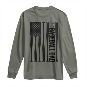 Baseball Dad Patriotic Long Sleeve Shirt USA American Flag Gift TS12 Military Green Print Your Wear