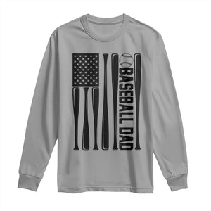 Baseball Dad Patriotic Long Sleeve Shirt USA American Flag Gift TS12 Sport Gray Print Your Wear