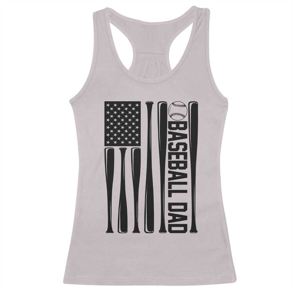 Baseball Dad Patriotic Racerback Tank Top USA American Flag Gift TS12 Ice Gray Print Your Wear