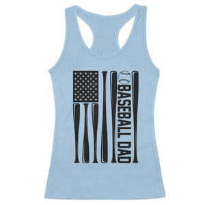 Baseball Dad Patriotic Racerback Tank Top USA American Flag Gift TS12 Light Blue Print Your Wear
